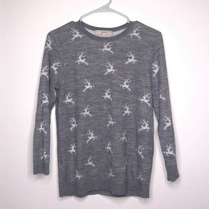 LOFT | Gray Reindeer Sweater Medium